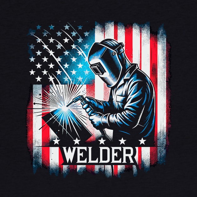 Welding Funny Welder Quotes USA American Flag by Visual Vibes